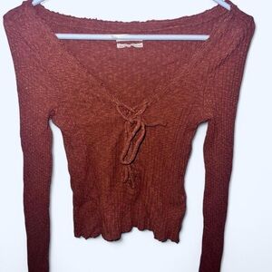 Rust Long Sleeve Knit Top